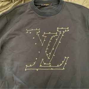 Blue Louis Vuitton graphic print crew neck sweatshirt  men's large